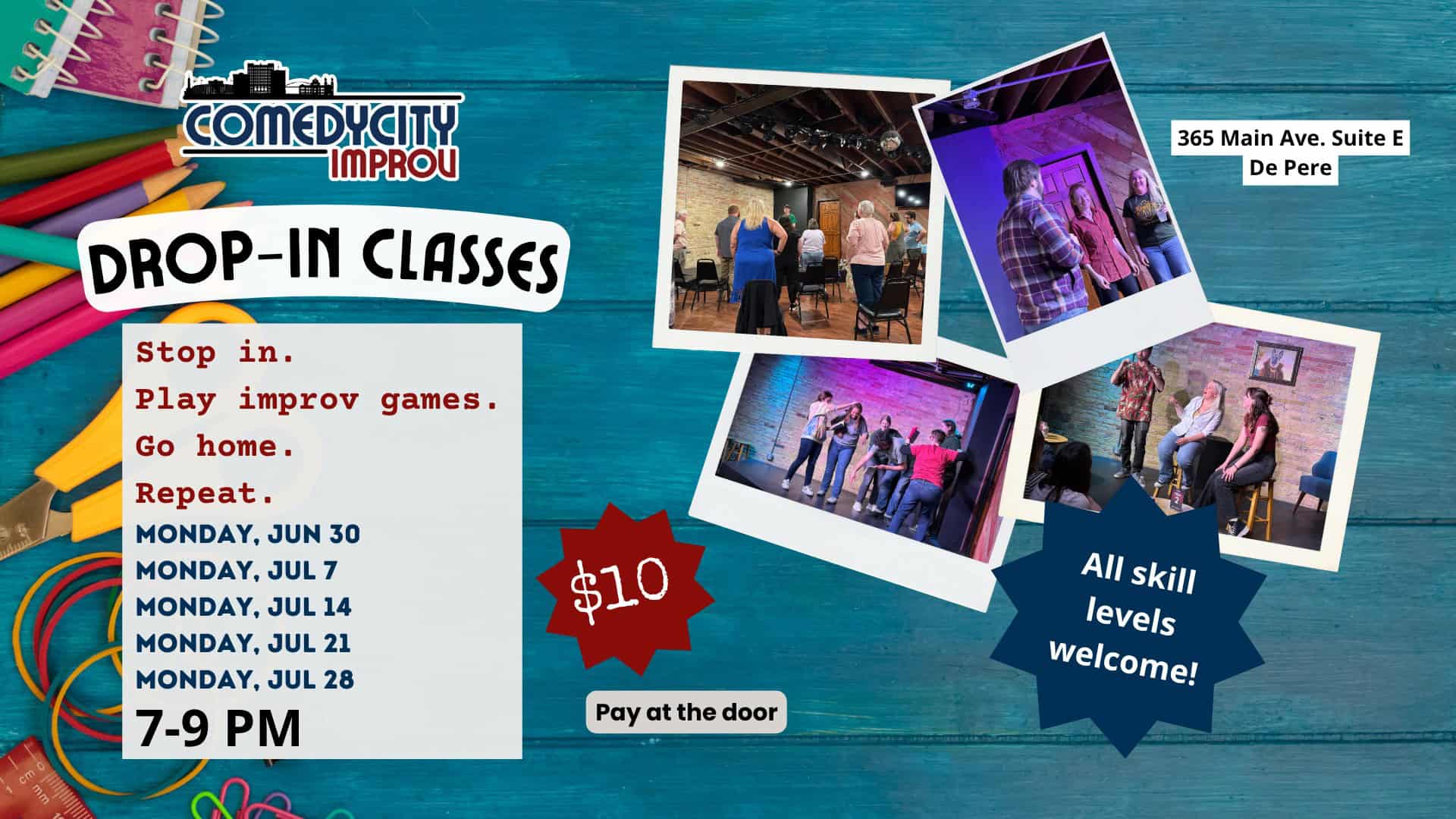 improv classes july 2025 green bay