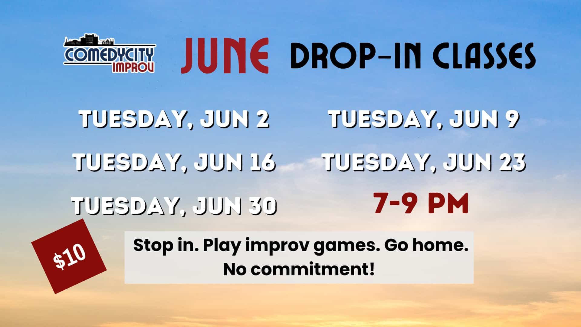 June drop-in classes at ComedyCity