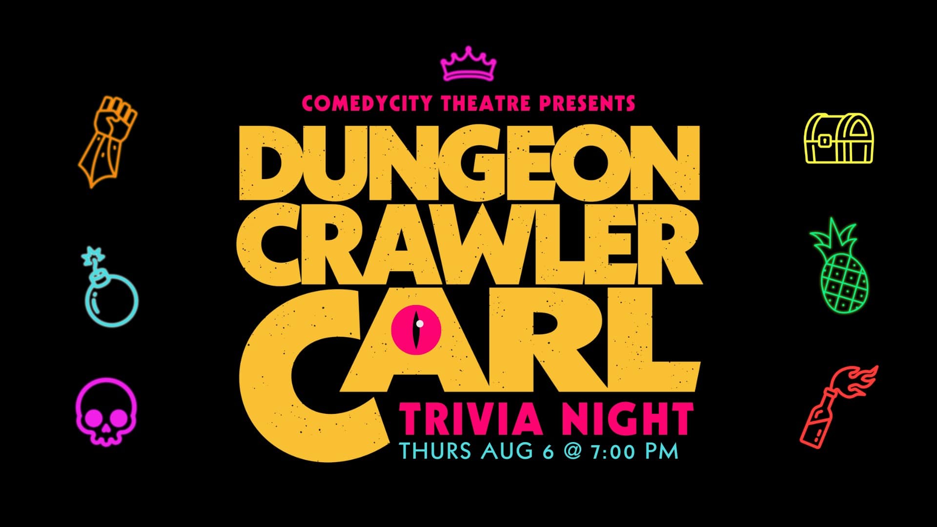 Banner for Dungeon Crawler Carl Trivia at ComedyCity