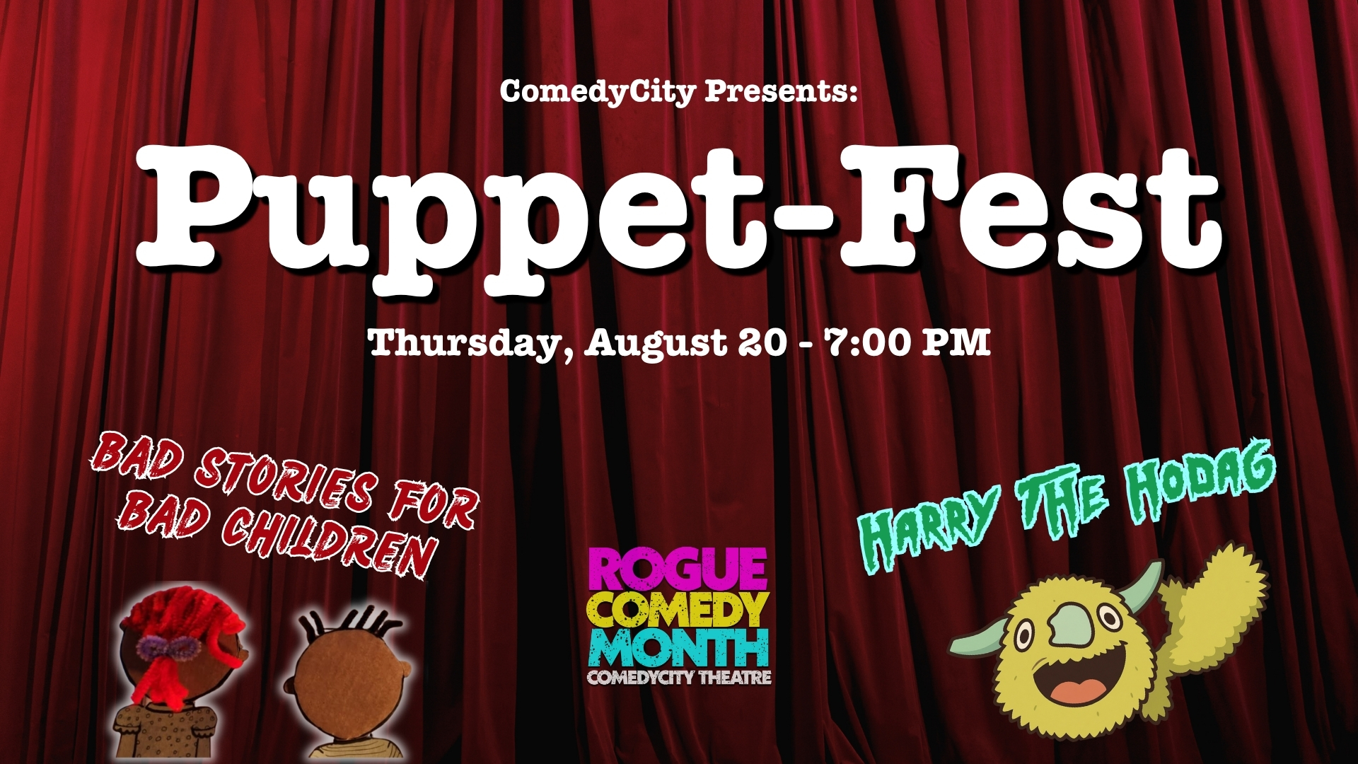 Banner for Puppet Fest at ComedyCity