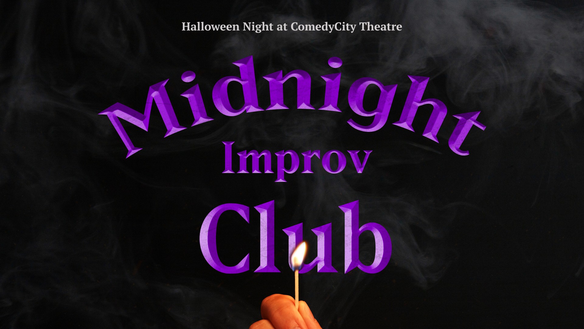 a flyer for COmedyCity's Halloween night show Midnight Improv Club